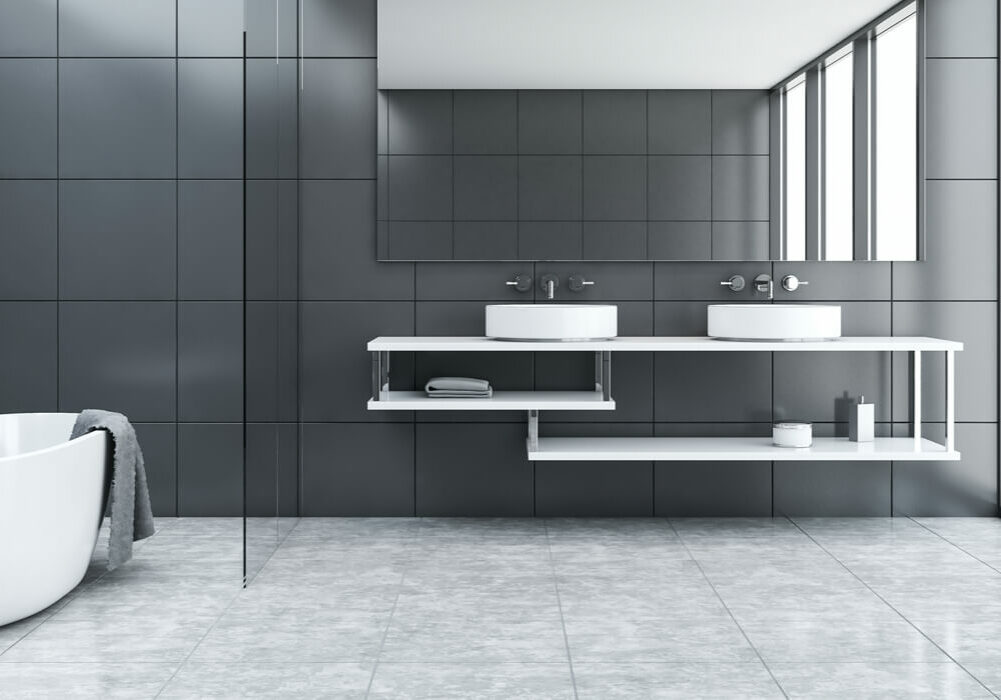 tile in modern bathroom | Sterling Carpet Shops, Inc
